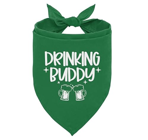 Drinking Buddy Hundehalstuch, lustiges niedliches Hundehalstuch, Dreieckstuch für kleine, mittelgroße und große Hunde, grünes Hundehalstuch, Geschenk für Hundeliebhaber, St. Patrick's Day von corner wind