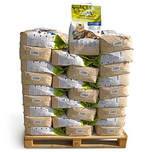 COSYCAT Klumpendes Bio-Katzenstreu aus Holz [100% Natürlich] – Palette mit 54 Packungen x 20 l = 1080 l - in der Toilette entsorgbar – Klumpstreu pflanzlich - Holzstreu von cosycat NATURAL CAT LITTER