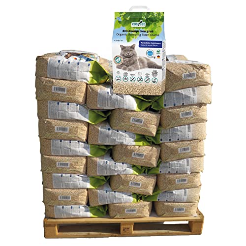 COSYCAT Klumpendes Bio-Katzenstreu aus Holz [Limited Edition] – GROB - 54 x 20 l Packung = 1080 l -in der Toilette entsorgbar – Klumpstreu pflanzlich - Holzstreu - 100% natürlich von cosycat NATURAL CAT LITTER