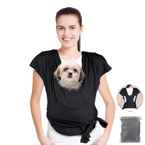 Hundetragetaschen für kleine Hunde, freihändiger Hunderucksack, verstellbare Größe, atmungsaktives Netzstoff, Welpen-Tragetasche, reduziert Rückenschmerzen, geeignet für 0–6,8 kg Welpen, Schwarz von cosylive