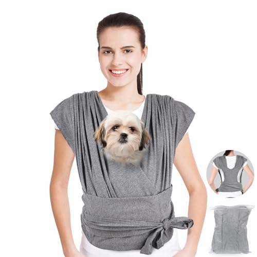 Hundetragetaschen für kleine Hunde, freihändiger Hunderucksack, verstellbare Größe, weiche Baumwolle, reduziert Rückenschmerzen, geeignet für 0–6,8 kg Welpen (grau) von cosylive