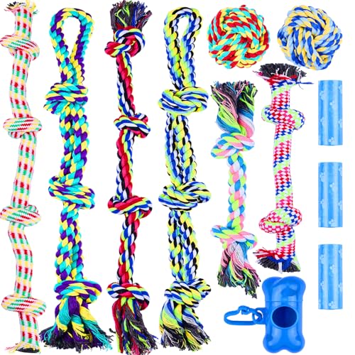 Robustes Hundespielzeug aus Seil, 100 % Baumwolle, Zerrspielzeug für Langeweile für große/mittelgroße und kleine Hunde zum Kauen, Spielen, Zahnen, Zahnreinigung, Werfen und Fangen, 12 Stück Robustes Hundespielzeug aus Seil, 100 % Baumwolle, Zerrspielzeug für Langeweile für große/mittelgroße und kleine Hunde zum Kauen, Spielen, Zahnen, Zahnreinigung, Werfen und Fangen, 12 Stück von cosylive