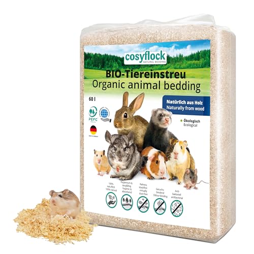 COSYPET Tiereinstreuflocken für Kaninchen, Hamster, Nager und Vögel [100% Bio + natürlich] - stark saugfähig + geruchsbindend - Holzstreu (Flocken, 3,2 kg) von cosypet NATURAL LITTER