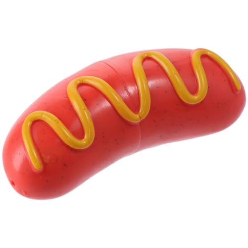 couponhub Hot Dog geformtes Hundespielzeug, unzerstörbar, quietschend, Kauspielzeug, Reinigungsspielzeug, interaktives Welpenspielzeug für Langeweile und stimulierendes Haustier-Zahnspielzeug für von couponhub