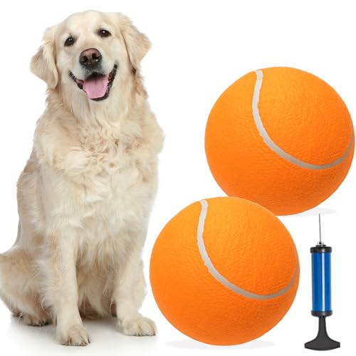 covgopi 24,1 cm große Hunde-Tennisbälle, 2 Stück, interaktives Haustierspielzeug zum Spielen im Freien und drinnen, übergroßer aufblasbarer Gummiball mit Pumpe und Nadel für kleine, mittelgroße und covgopi 24,1 cm große Hunde-Tennisbälle, 2 Stück, interaktives Haustierspielzeug zum Spielen im Freien und drinnen, übergroßer aufblasbarer Gummiball mit Pumpe und Nadel für kleine, mittelgroße und von covgopi