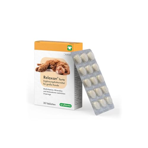 cp-pharma Relaxan forte | 30 Tabletten | Ergänzungsfuttermittel für große Hunde | Multivitamine, Mineralien sowie Aminosäuren natürlichen Ursprungs | Bei Stressreaktionen von cp-pharma