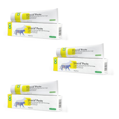 cp-pharma Urocid Paste | 3er Pack | 3 x 100 g | Diät-Ergänzungsfuttermittel für Hunde und Katzen | Bei Blasenbeschwerden | Mit Methionin & Cranberry von cp-pharma