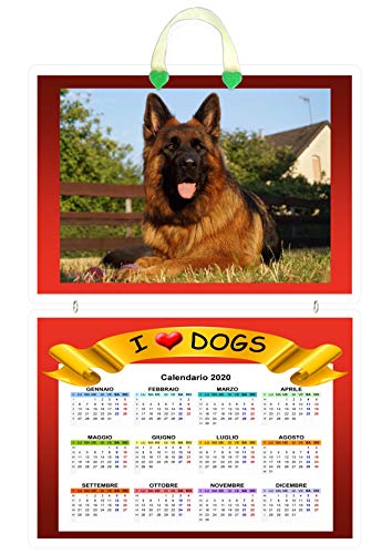 crazy family shop Kalender 2020 Serie Hunde (Dogs) laminiert (laminiert) mit hoher Dicke 350 Mikron (175 pro Seite) Deutscher Schäferhund ca. 31 x 45 cm. von crazy family shop