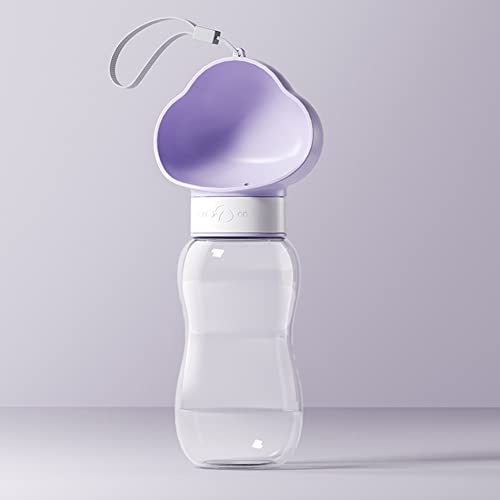 croselyu Tragbarer Wasserspender für Haustiere, Wasserflasche mit Katzenmotiv, 600 ml, Violett von croselyu