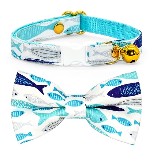 Fisch Katze Fliege Halsband Blau Katze Halsband Breakaway mit Glocke Sicherheit Kunststoff Schnalle Halsband für Katzen von csspet