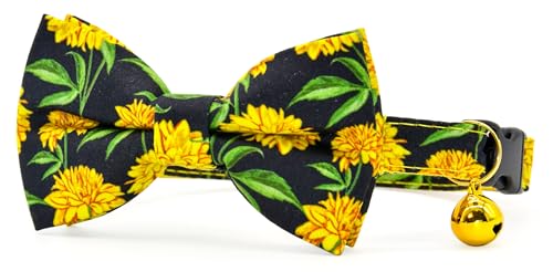 Gelbe Chrysanthemen-Katzen-Fliege mit Halsband, Sicherheits-Kätzchen-Halsband, Sommerblume, Katzenzubehör, Größe XS (20,3 cm – 33 cm) von csspet
