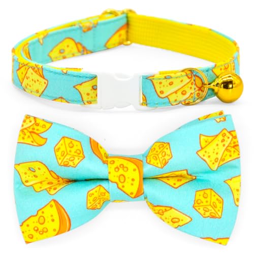 Käse-Katzen-Halsband mit Fliege, blaues und gelbes Käsemuster, Hochzeit/Geburtstag/Festivals, Katzenhalsband, Schnellverschluss, Sicherheitsverschluss Käse-Katzen-Halsband mit Fliege, blaues und gelbes Käsemuster, Hochzeit/Geburtstag/Festivals, Katzenhalsband, Schnellverschluss, Sicherheitsverschluss von csspet