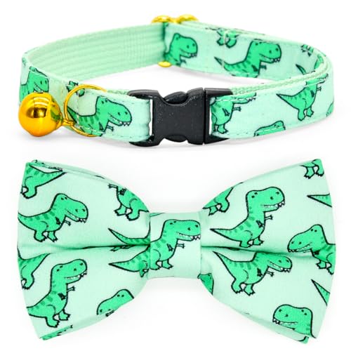 Katzenhalsband, grünes Dinosaurier-Muster, Schnellverschluss-Schnalle, 15,2 cm – 25,4 cm von csspet