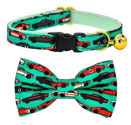 Katzenhalsband-Schleife-Set, grüner Muskel, klassisches Rennauto, Hochzeit/Geburtstag, Breakaway-Halsband, Fliege für Kätzchen/Katze Katzenhalsband-Schleife-Set, grüner Muskel, klassisches Rennauto, Hochzeit/Geburtstag, Breakaway-Halsband, Fliege für Kätzchen/Katze von csspet