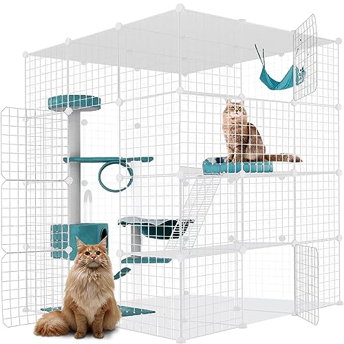 Großer Katzenkäfig für den Innenbereich, DIY-Katzenlaufstall, Haustier, Kleintierhaus, abnehmbare Metalldraht, Zwinger, großer Übungsplatz, ideal für 1–4 Katzen, Weiß Großer Katzenkäfig für den Innenbereich, DIY-Katzenlaufstall, Haustier, Kleintierhaus, abnehmbare Metalldraht, Zwinger, großer Übungsplatz, ideal für 1–4 Katzen, Weiß von cucurbita