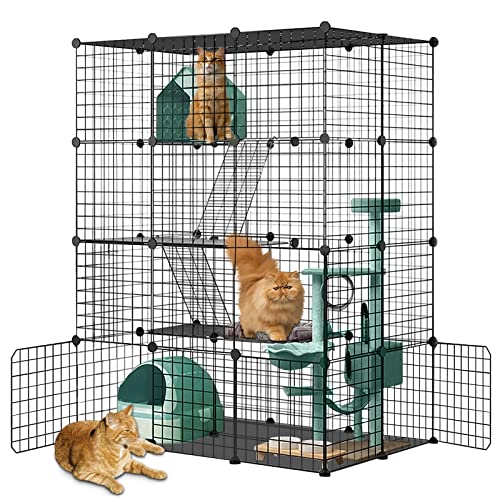 Katzenkäfig Indoor Groß DIY Haustier Laufstall Katzengehege Kleintierhaus Abnehmbarer Haustierlaufstall mit 3 Türen 4 Etagen für 1-3 Katzen mit Plattformen Katzenkäfig Indoor Groß DIY Haustier Laufstall Katzengehege Kleintierhaus Abnehmbarer Haustierlaufstall mit 3 Türen 4 Etagen für 1-3 Katzen mit Plattformen von cucurbita