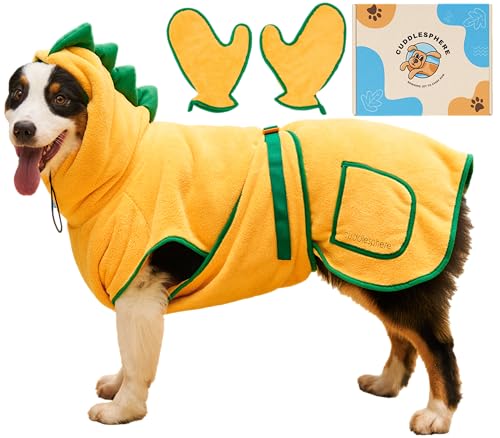 cuddlesphere Hunde-Bademantel in Orange, schnell trocknendes Mikrofaser-Hundehandtuch mit verstellbaren Trägern und Kopfband, Größe XS cuddlesphere Hunde-Bademantel in Orange, schnell trocknendes Mikrofaser-Hundehandtuch mit verstellbaren Trägern und Kopfband, Größe XS von cuddlesphere