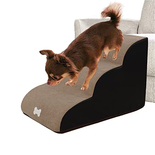 Hundetreppen/Treppen für hohe Betten, 3 Stufen Leiter Haustiertreppe für Schlafsofa Hundetreppe mit Plüschbezug, Farbe wählbar bis zu 121 lb. von cuffslee