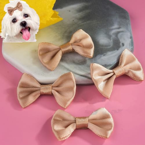 Haargummis für kleine Hunde, Schleife mit Gummiband für Hunde, Katzen, Haustiere, Welpen, Yorkshire, Malteser, Hundehaar-Accessoires, Schleife, Fellpflegeprodukte (Kamel) von cuhair