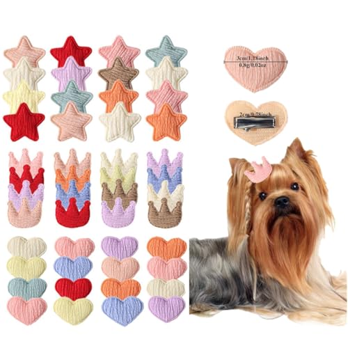 Haarspange für kleine Hunde, 30 Stück (30 Farben), herzförmig, sternförmig, mit Haarspange, Haarschleifen für kleine Haustiere, für Mädchen, Hundezubehör, Geschenke (Haarspange) (Haarspange) von cuhair