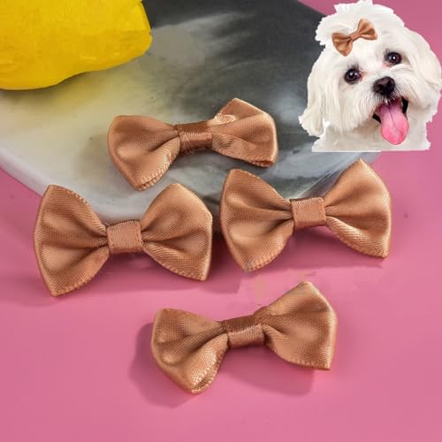 Haarspangen für kleine Hunde, mit Clip für Hunde, Katzen, Haustiere, Welpen, Yorkshire, Malteser, Hundehaarpflege-Zubehör, Schleife, Hellkaffeefarben, 5 Stück von cuhair