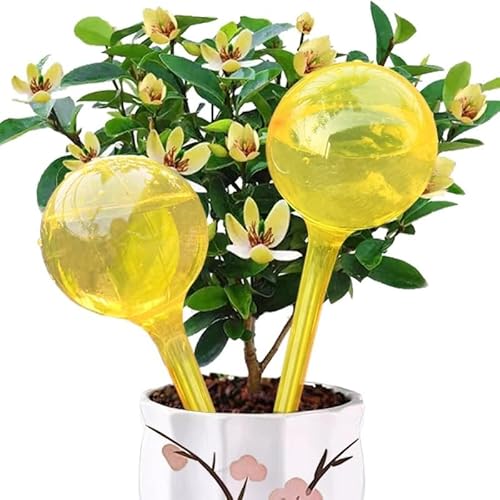 cuhair 10stück Kunststoff Golden Ball Faule Blume Waterer Pflanze Topf Automatische Bewässerung für Geschäftsreisen Automatische Tropfer (Large, Gold) von cuhair