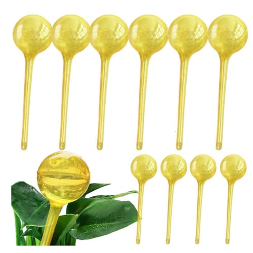 cuhair 10stück Kunststoff Golden Ball Faule Blume Waterer Pflanze Topf Automatische Bewässerung für Geschäftsreisen Automatische Tropfer (Small, Gold) von cuhair