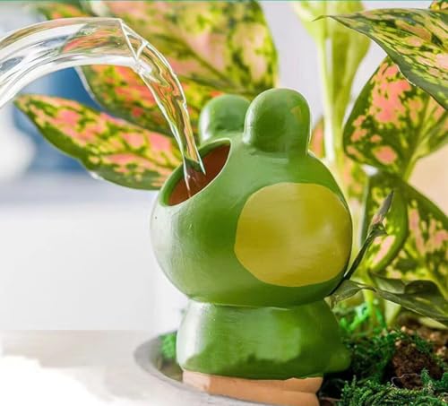 cuhair 4stück Mini Frosch Keramik Statue Automatische Bewässerung Garten im Freien, Kurzfristige Reise Home Office Pflanze Bewässerung Topf, 90ml 3 Tage von cuhair
