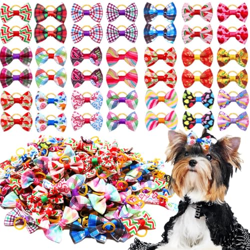 cuhair Haar-Accessoires für kleine Hunde, florale Schleife mit Gummiband für Hunde, Katzen, Kätzchen, Welpen, Yorkshire, Teddy, Malteser, zottelige Hunde, tägliche oder Festival-Partys, 50 Stück cuhair Haar-Accessoires für kleine Hunde, florale Schleife mit Gummiband für Hunde, Katzen, Kätzchen, Welpen, Yorkshire, Teddy, Malteser, zottelige Hunde, tägliche oder Festival-Partys, 50 Stück von cuhair