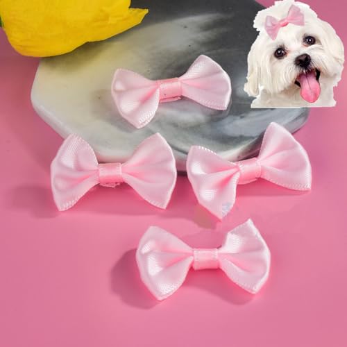 cuhair Haargummis für kleine Hunde, Schleife mit Gummiband für Hunde, Katzen, Haustiere, Welpen, Yorkshire, Malteser, Hundehaar-Accessoires, Schleife, Pflegeprodukte, Rosa, 5 Stück von cuhair
