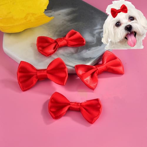 cuhair Haargummis für kleine Hunde, Schleife mit Gummiband für Hunde, Katzen, Haustiere, Welpen, Yorkshire, Malteser, Hundehaar-Accessoires, Schleife, Pflegeprodukte, Rot, 5 Stück von cuhair