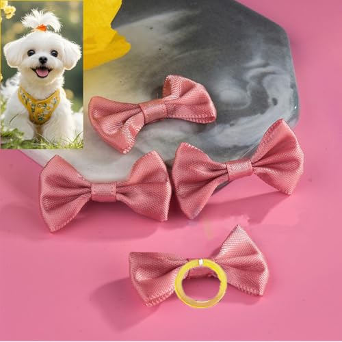 cuhair Haargummis für kleine Hunde, Schleife mit Gummiband für Hunde, Katzen, Haustiere, Welpen, Yorkshire, Malteser, Hundehaar-Accessoires, Schleife, Pflegeprodukte (Bohnenrosa), 5 Stück von cuhair