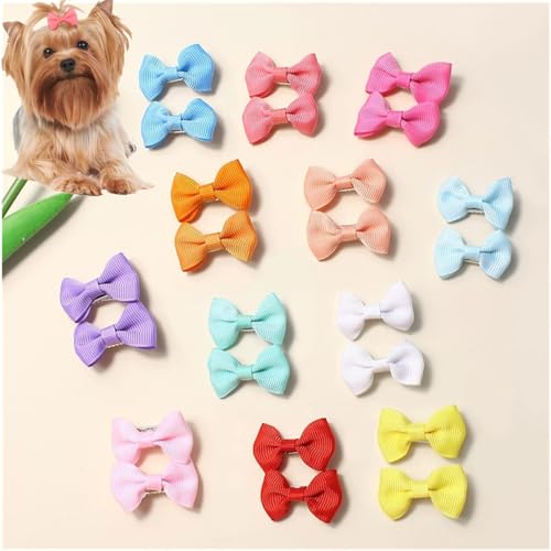 cuhair Haarschleifen für Hunde, klein, handgefertigt, Haar-Accessoires, Schleife, für Hunde, Katzen, Kätzchen, Kaninchen, Teddy, Pudel, Yorkshire, Malteser, Fellpflege-Zubehör, 24 Stück (C) von cuhair