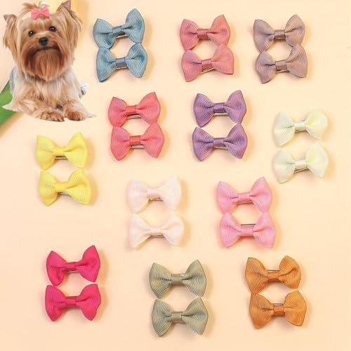 cuhair Haarschleifen für Hunde, klein, handgefertigt, Haar-Accessoires, Schleife, für Hunde, Katzen, Kätzchen, Kaninchen, Teddy, Pudel, Yorkshire, Malteser, Hundepflege-Zubehör, 24 Stück (D) von cuhair