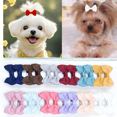 cuhair Haarschleifen für Hunde, klein, handgefertigt, Haar-Accessoires, Schleife, für Hunde, Katzen, Kätzchen, Kaninchen, Teddy, Pudel, Yorkshire, Malteser, Hundepflege-Zubehör, 24 Stück (G) von cuhair