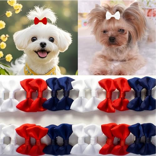 cuhair Haarschleifen für Hunde, klein, handgefertigt, Haar-Accessoires, Schleife, für Hunde, Katzen, Kätzchen, Kaninchen, Teddy, Pudel, Yorkshire, Malteser, Hundepflege-Zubehör (I), 24 Stück von cuhair