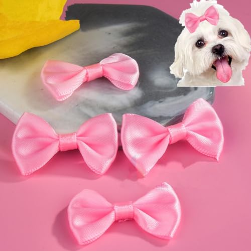 cuhair Haarspangen für kleine Hunde, mit Clip für Hunde, Katzen, Haustiere, Welpen, Yorkshire, Malteser, Haarpflege-Zubehör, Schleife, 5 Stück (Hot Pink) von cuhair