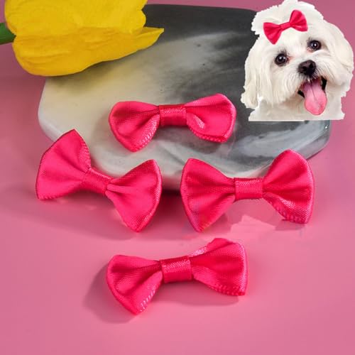 cuhair Haarspangen für kleine Hunde, mit Clip für Hunde, Katzen, Haustiere, Welpen, Yorkshire, Malteser, Haarpflege-Zubehör, Schleife, 5 Stück (rouge pink) von cuhair