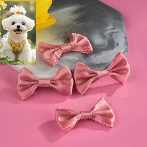 cuhair Haarspangen für kleine Hunde, mit Clip für Hunde, Katzen, Haustiere, Welpen, Yorkshire, Malteser, Haarpflege-Zubehör, Schleife, Bohnenrosa, 5 Stück von cuhair
