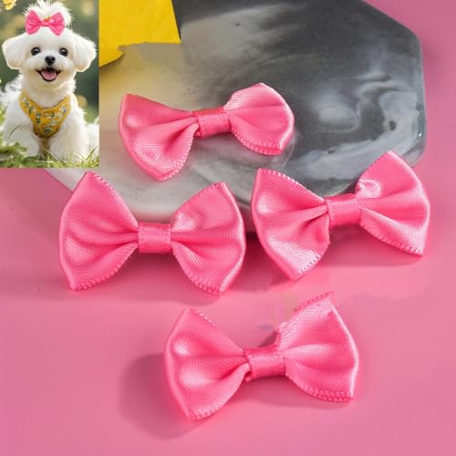 cuhair Haarspangen für kleine Hunde, mit Clip für Hunde, Katzen, Haustiere, Welpen, Yorkshire, Malteser, Haarpflege-Zubehör, Schleife, Hellrosa, 5 Stück von cuhair