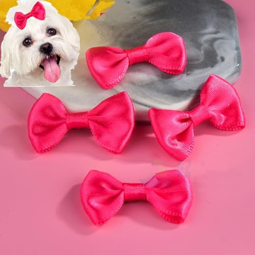cuhair Haarspangen für kleine Hunde, mit Clip für Hunde, Katzen, Haustiere, Welpen, Yorkshire, Malteser, Haarpflege-Zubehör, Schleife (Dunkelrosa), 5 Stück von cuhair