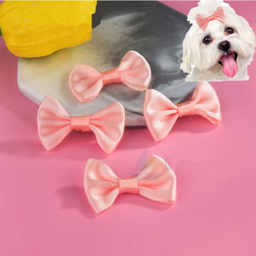 cuhair Haarspangen für kleine Hunde, mit Clip für Hunde, Katzen, Haustiere, Welpen, Yorkshire, Malteser, Haarpflege-Zubehör, Schleife (Hellrosa), 5 Stück von cuhair