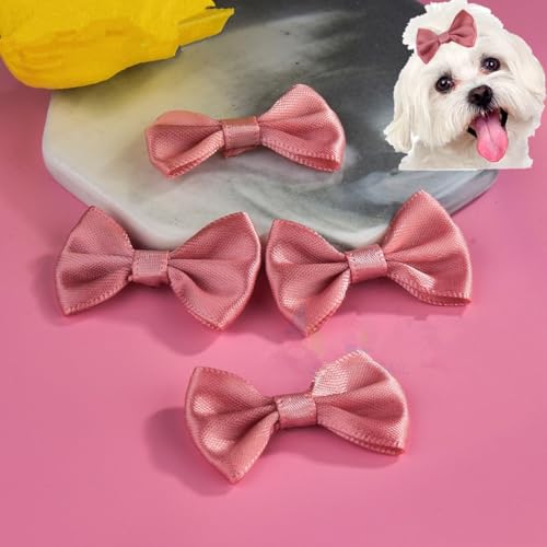 cuhair Haarspangen für kleine Hunde, mit Clip für Hunde, Katzen, Haustiere, Welpen, Yorkshire, Malteser, Haarpflege-Zubehör, Schleife (koreanisches Rosa), 5 Stück von cuhair