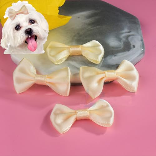 cuhair Haarspangen für kleine Hunde, mit Clip für Hunde, Katzen, Haustiere, Welpen, Yorkshire, Malteser, Hundehaarpflege-Zubehör, Schleife, Beige, 5 Stück von cuhair