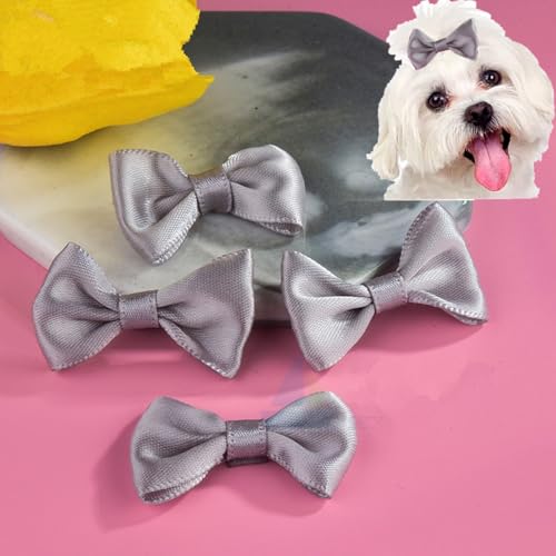 cuhair Haarspangen für kleine Hunde, mit Clip für Hunde, Katzen, Haustiere, Welpen, Yorkshire, Malteser, Hundehaarpflege-Zubehör, Schleife, Dunkelgrau, 5 Stück von cuhair