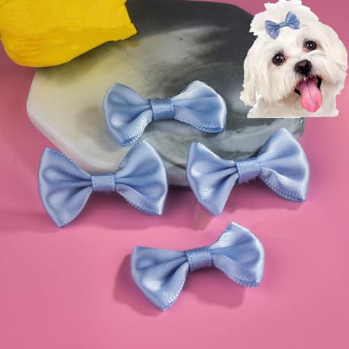 cuhair Haarspangen für kleine Hunde, mit Clip für Hunde, Katzen, Haustiere, Welpen, Yorkshire, Malteser, Hundehaarpflege-Zubehör, Schleife, Hellblau, 5 Stück von cuhair