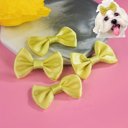 cuhair Haarspangen für kleine Hunde, mit Clip für Hunde, Katzen, Haustiere, Welpen, Yorkshire, Malteser, Hundehaarpflege-Zubehör, Schleife, Hellgelb, 5 Stück von cuhair