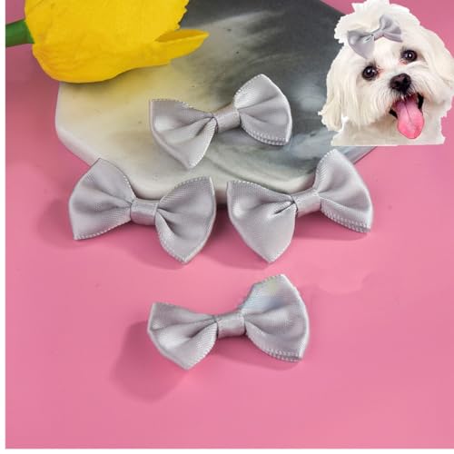 cuhair Haarspangen für kleine Hunde, mit Clip für Hunde, Katzen, Haustiere, Welpen, Yorkshire, Malteser, Hundehaarpflege-Zubehör, Schleife, Hellgrau, 5 Stück von cuhair