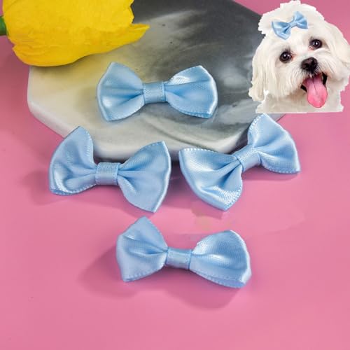 cuhair Haarspangen für kleine Hunde, mit Clip für Hunde, Katzen, Haustiere, Welpen, Yorkshire, Malteser, Hundehaarpflege-Zubehör, Schleife, Himmelblau, 5 Stück von cuhair