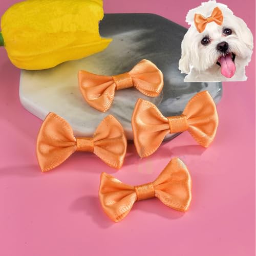 cuhair Haarspangen für kleine Hunde, mit Clip für Hunde, Katzen, Haustiere, Welpen, Yorkshire, Malteser, Hundehaarpflege-Zubehör, Schleife, Orange, 5 Stück von cuhair